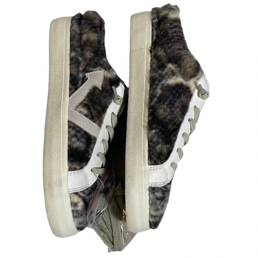 Vintage Havana Faux Fur Sneakers Slip On Sneakers Pewter Snake Women’s Size 7.5